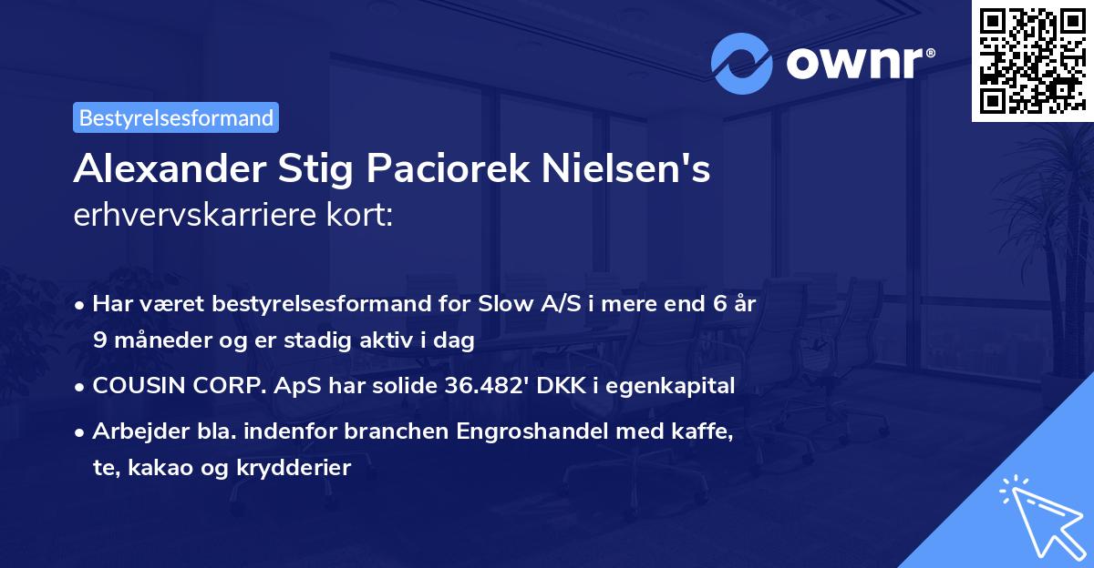 Alexander Stig Paciorek Nielsen's erhvervskarriere kort