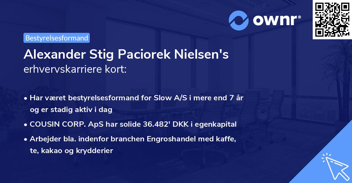 Alexander Stig Paciorek Nielsen's erhvervskarriere kort