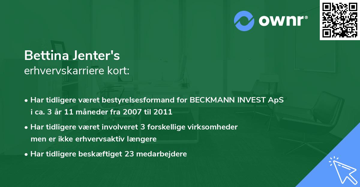 Bettina Jenter's erhvervskarriere kort