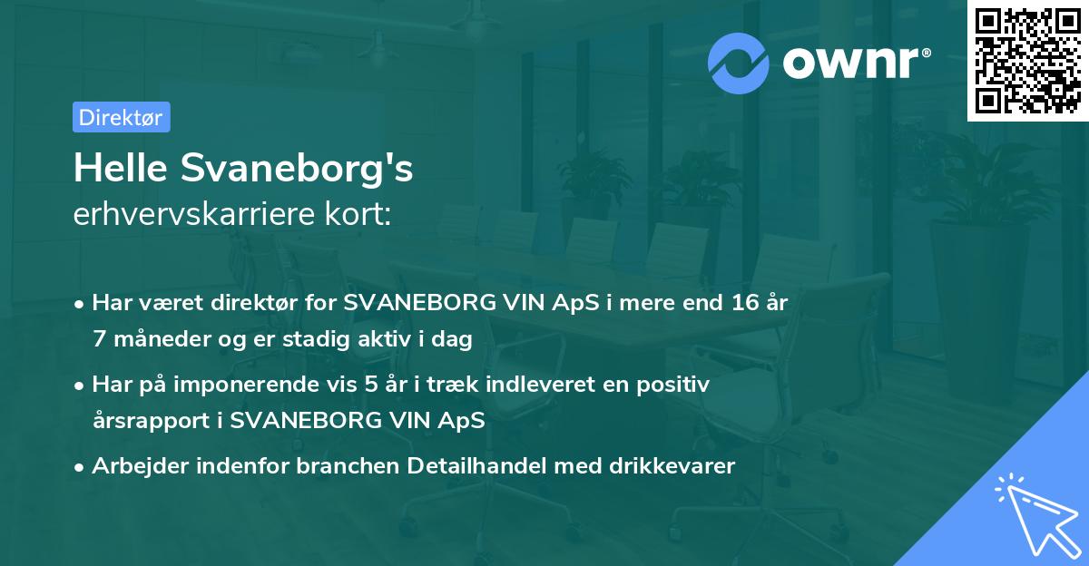Helle Svaneborg's erhvervskarriere kort