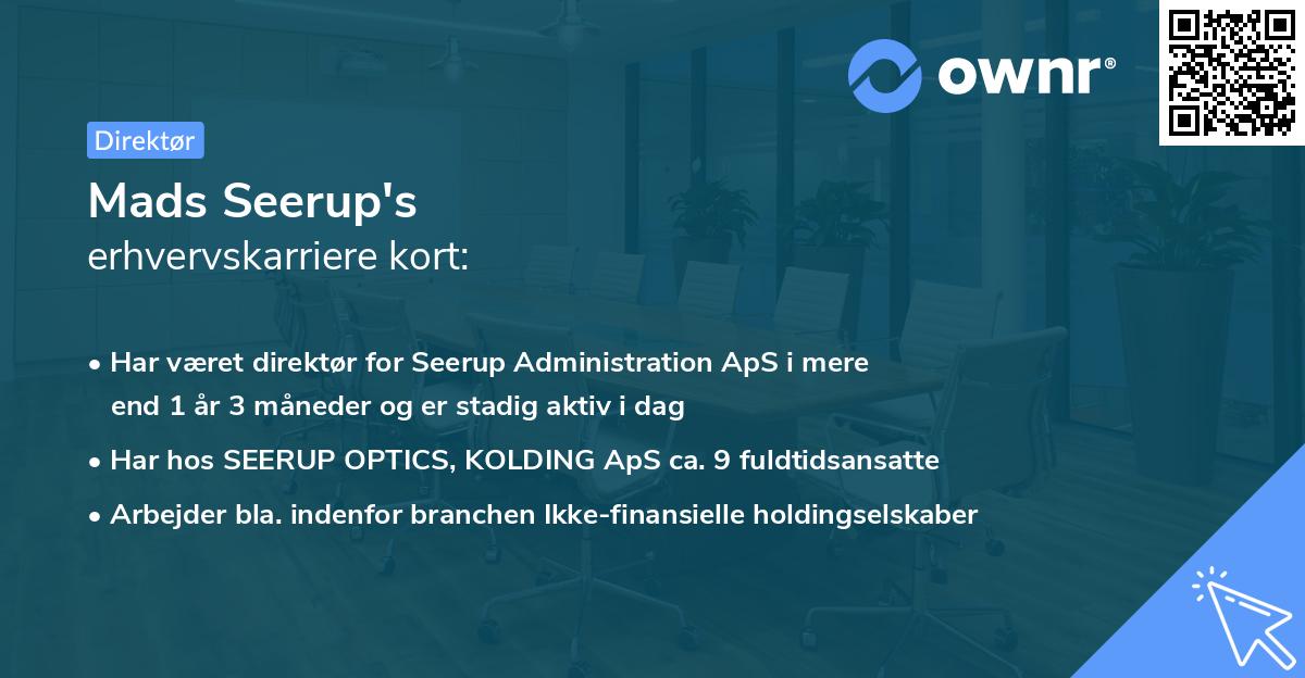 Mads Seerup's erhvervskarriere kort