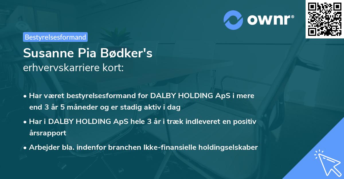 Susanne Pia Bødker's erhvervskarriere kort