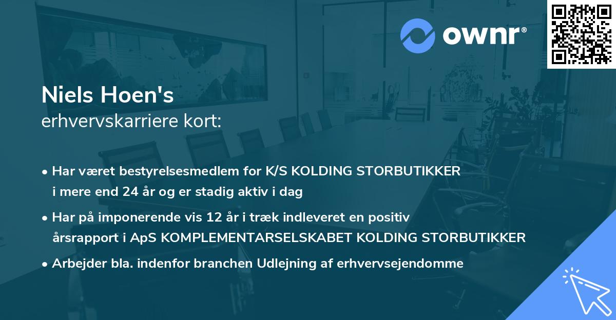 Niels Hoen's erhvervskarriere kort