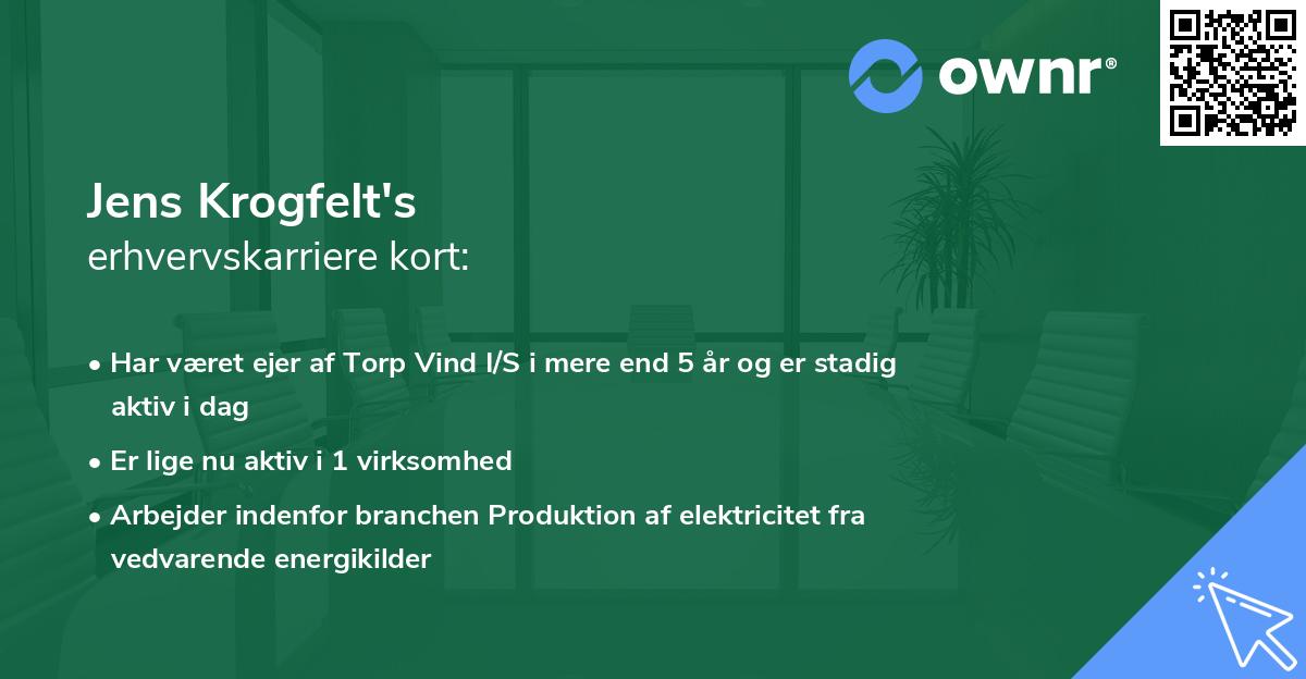 Jens Krogfelt's erhvervskarriere kort