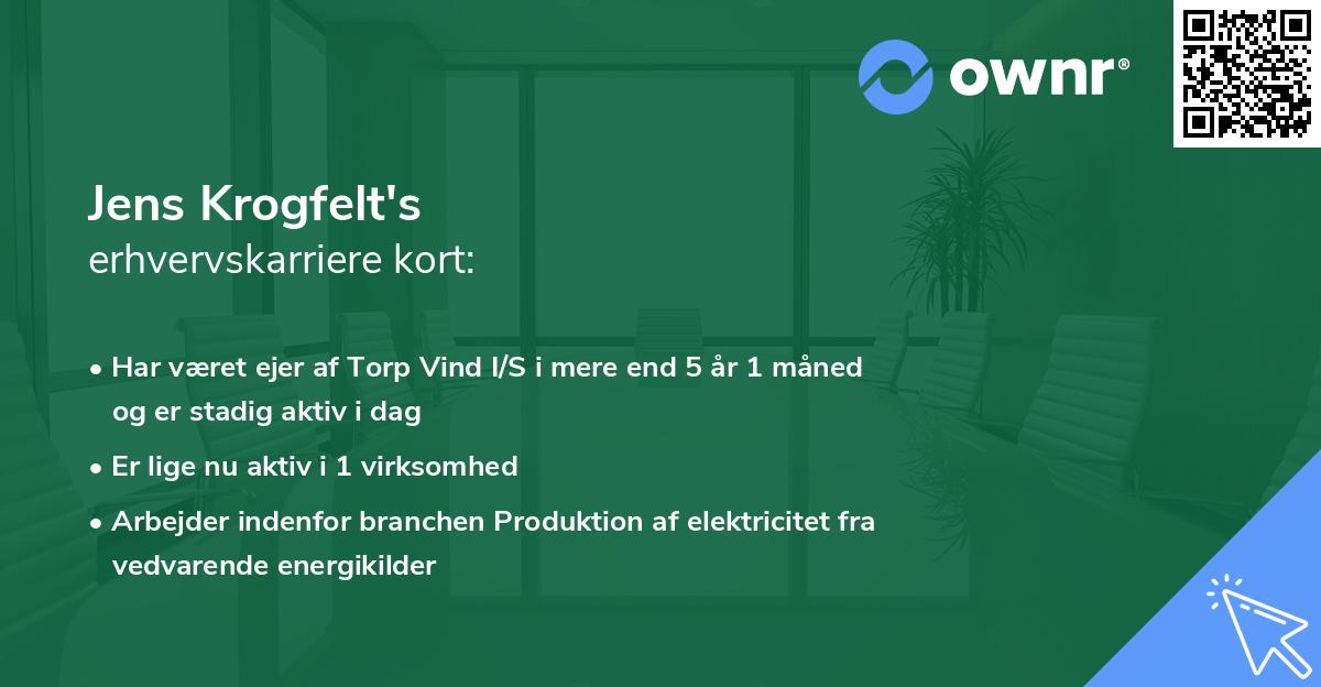 Jens Krogfelt's erhvervskarriere kort