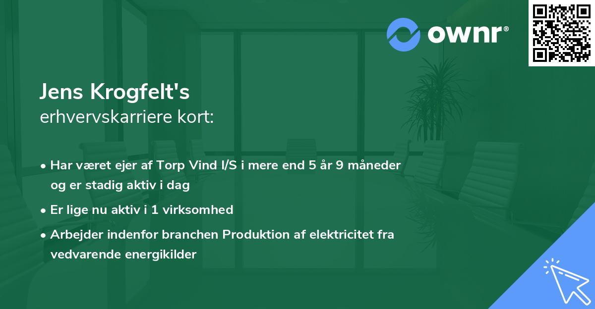 Jens Krogfelt's erhvervskarriere kort