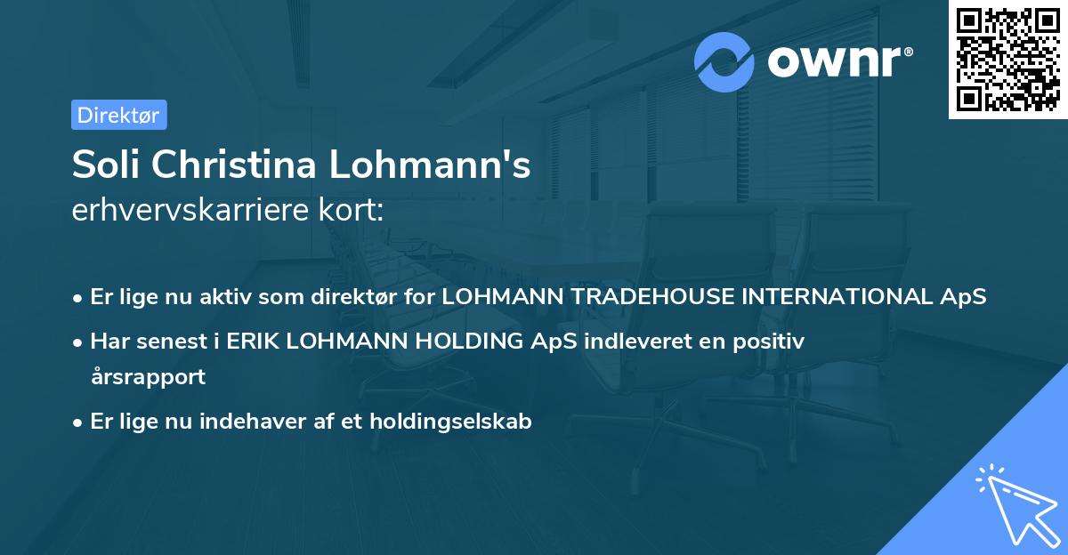 Soli Christina Lohmann's erhvervskarriere kort