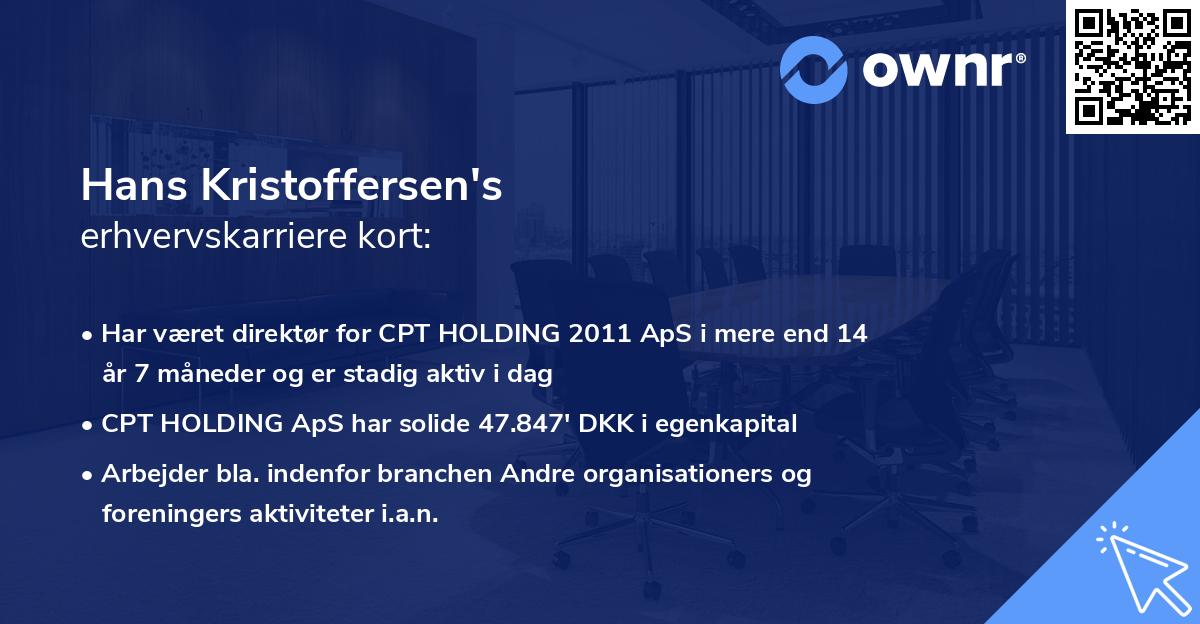 Hans Kristoffersen's erhvervskarriere kort