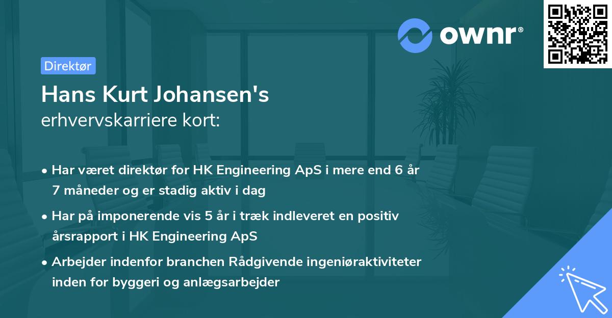 Hans Kurt Johansen's erhvervskarriere kort