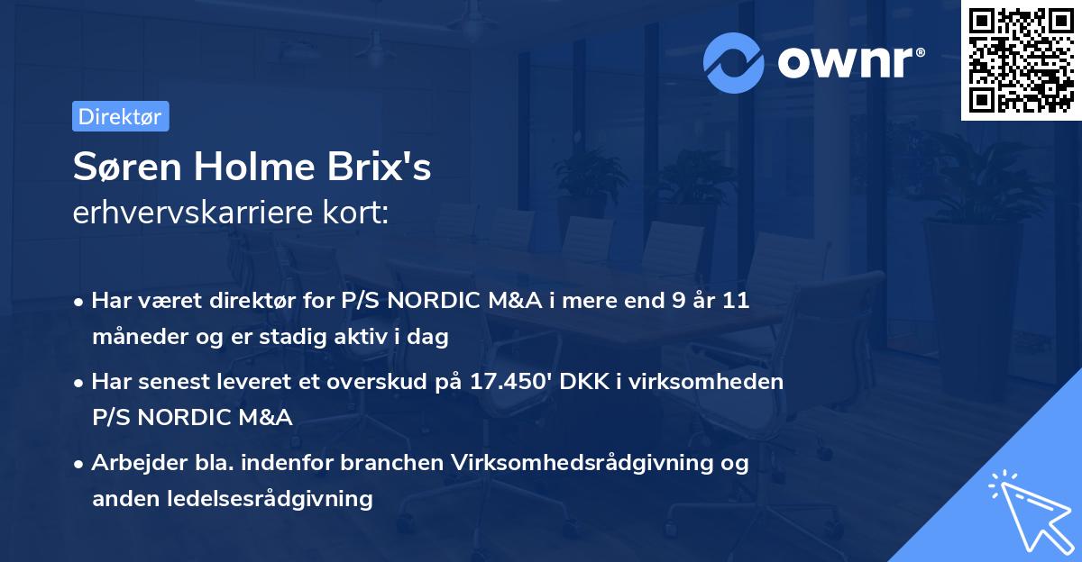 Søren Holme Brix's erhvervskarriere kort