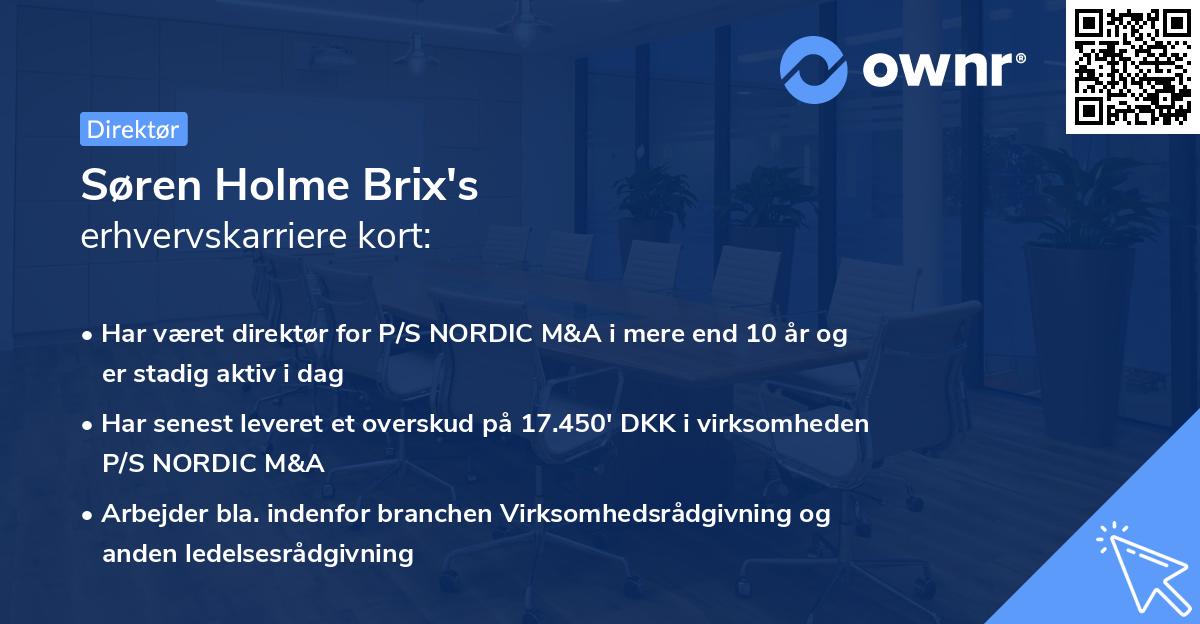Søren Holme Brix's erhvervskarriere kort