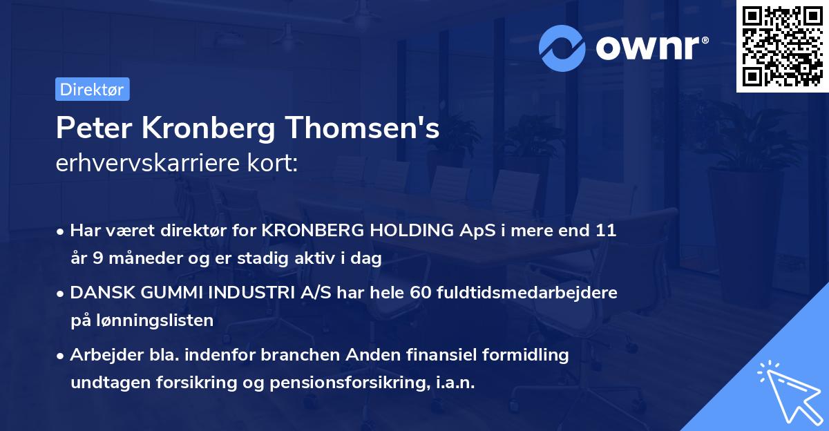 Peter Kronberg Thomsen's erhvervskarriere kort