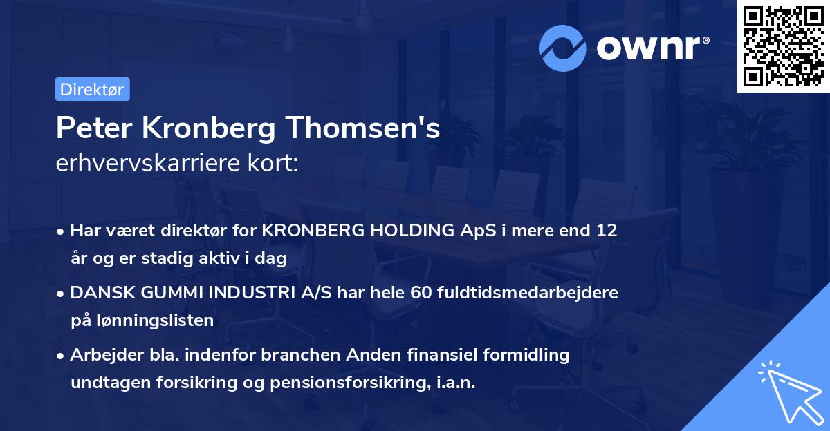 Peter Kronberg Thomsen's erhvervskarriere kort