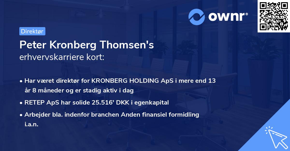 Peter Kronberg Thomsen's erhvervskarriere kort