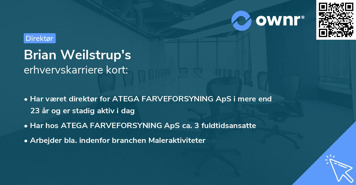 Brian Weilstrup's erhvervskarriere kort