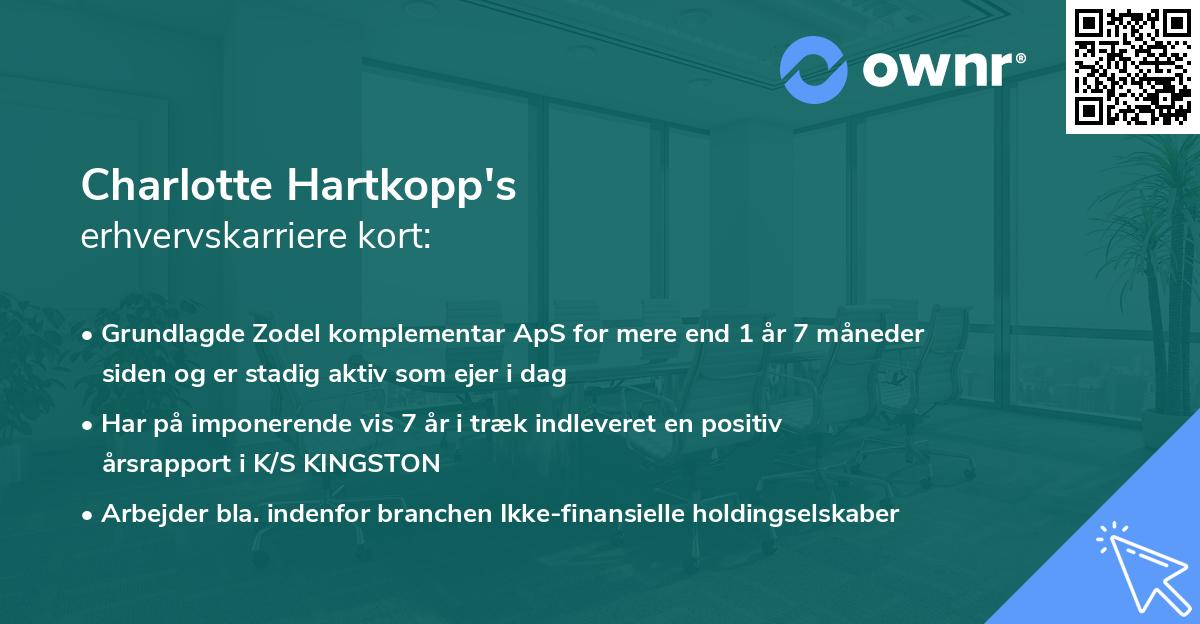 Charlotte Hartkopp's erhvervskarriere kort