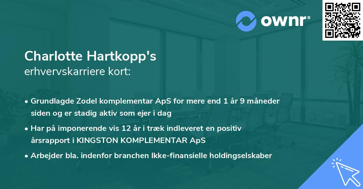 Charlotte Hartkopp's erhvervskarriere kort