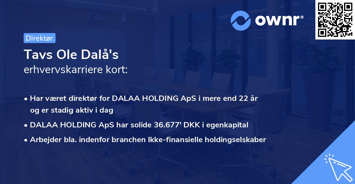 Tavs Ole Dalå's erhvervskarriere kort