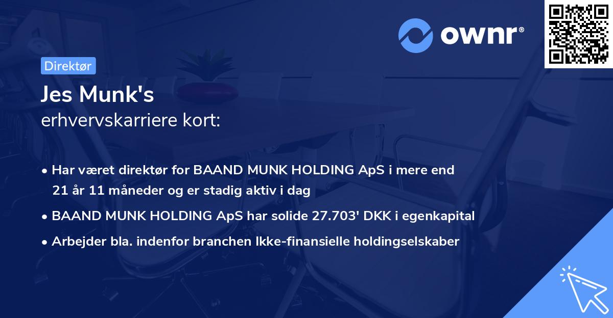 Jes Munk's erhvervskarriere kort