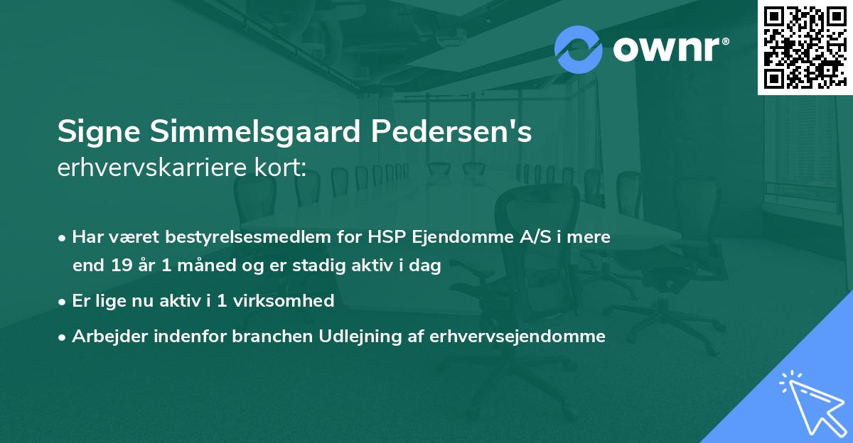 Signe Simmelsgaard Pedersen's erhvervskarriere kort