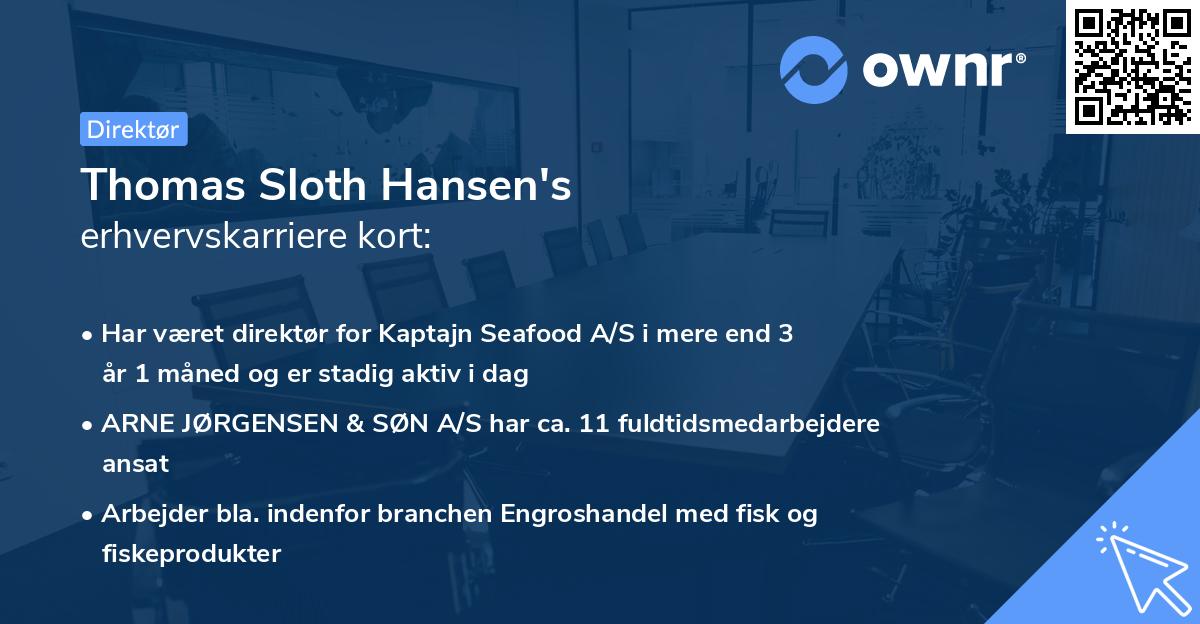 Thomas Sloth Hansen's erhvervskarriere kort