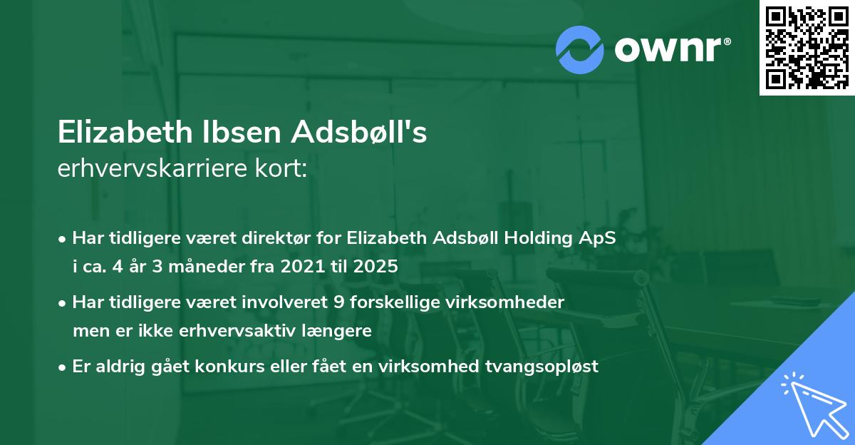 Elizabeth Ibsen Adsbøll's erhvervskarriere kort