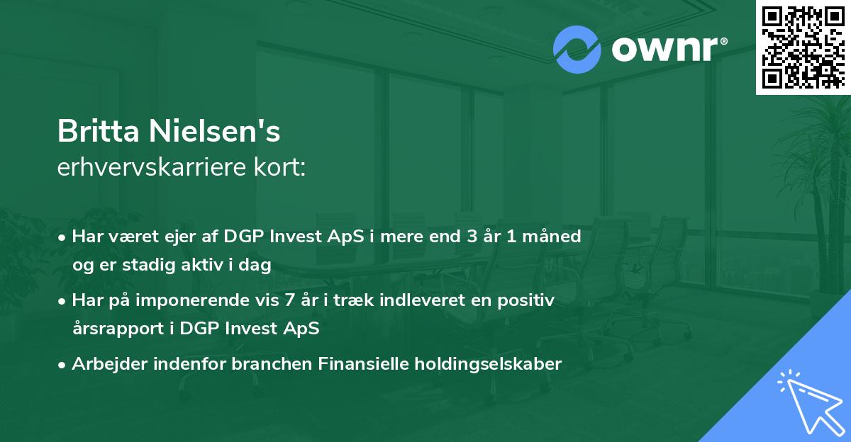 Britta Nielsen's erhvervskarriere kort