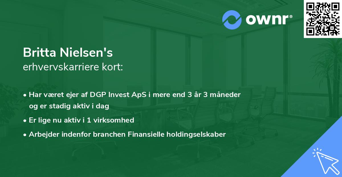 Britta Nielsen's erhvervskarriere kort