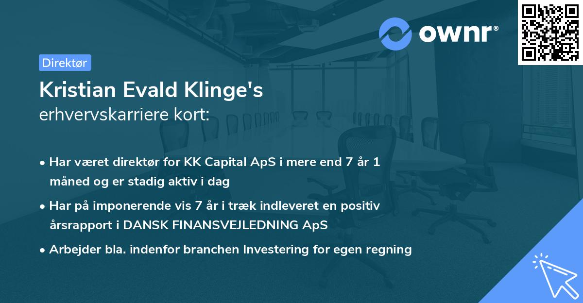 Kristian Evald Klinge's erhvervskarriere kort