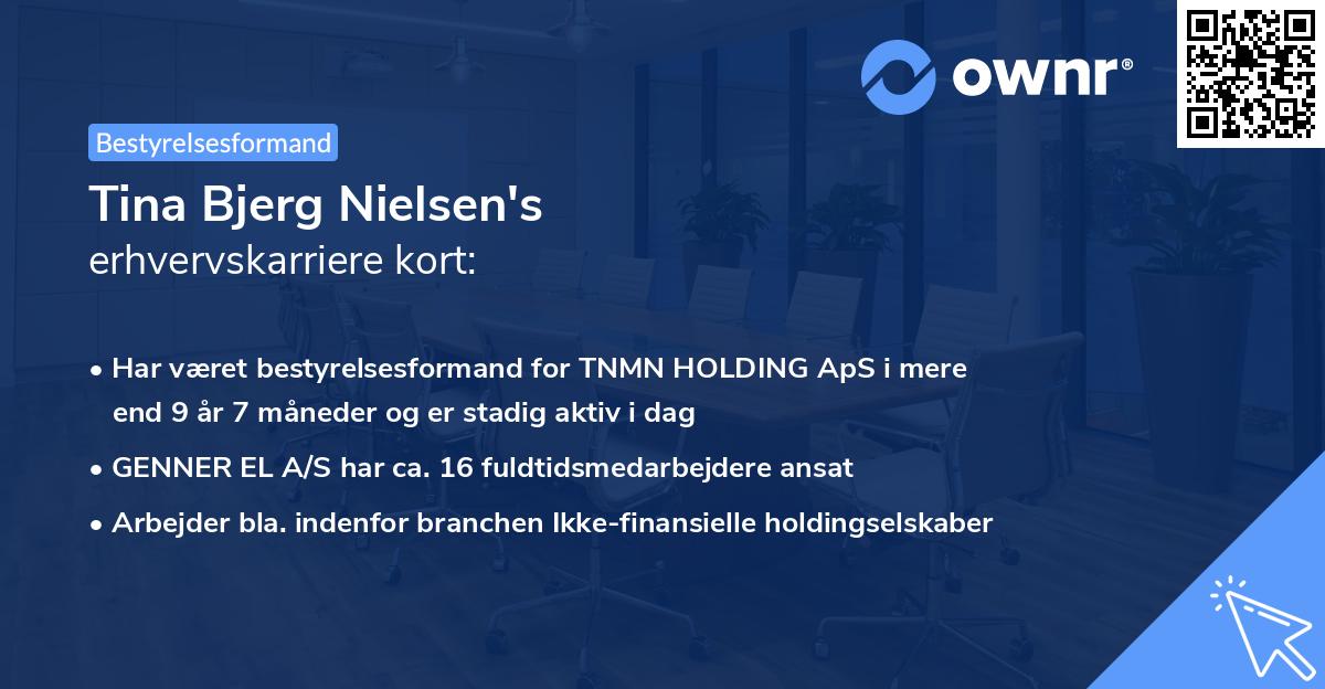 Tina Bjerg Nielsen's erhvervskarriere kort