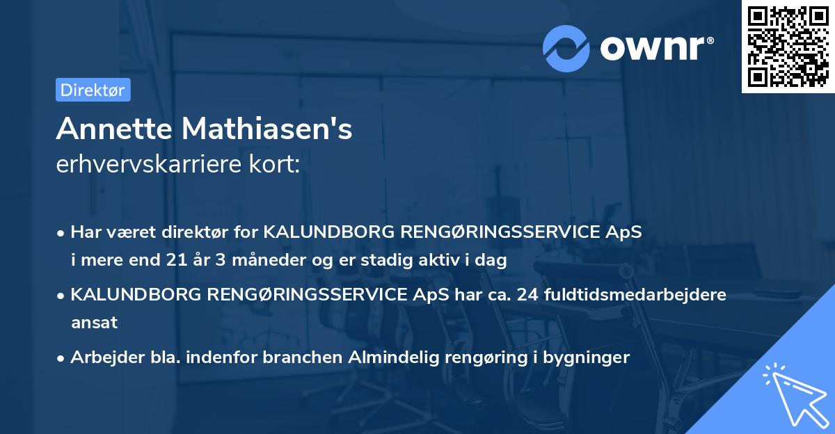 Annette Mathiasen's erhvervskarriere kort