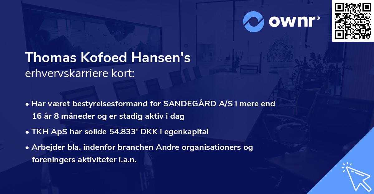 Thomas Kofoed Hansen's erhvervskarriere kort
