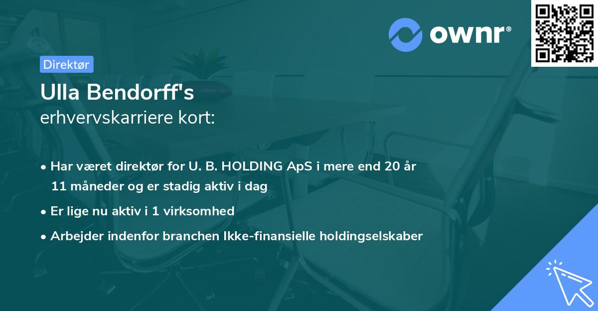 Ulla Bendorff's erhvervskarriere kort