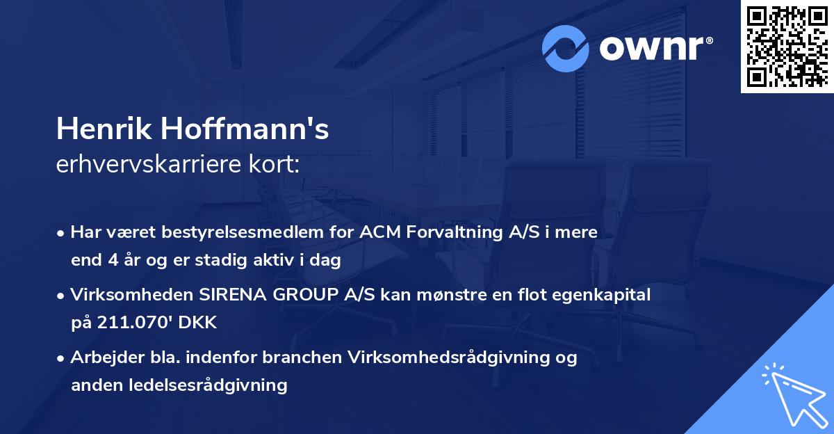 Henrik Hoffmann's erhvervskarriere kort
