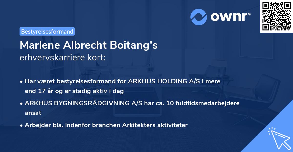 Marlene Albrecht Boitang's erhvervskarriere kort