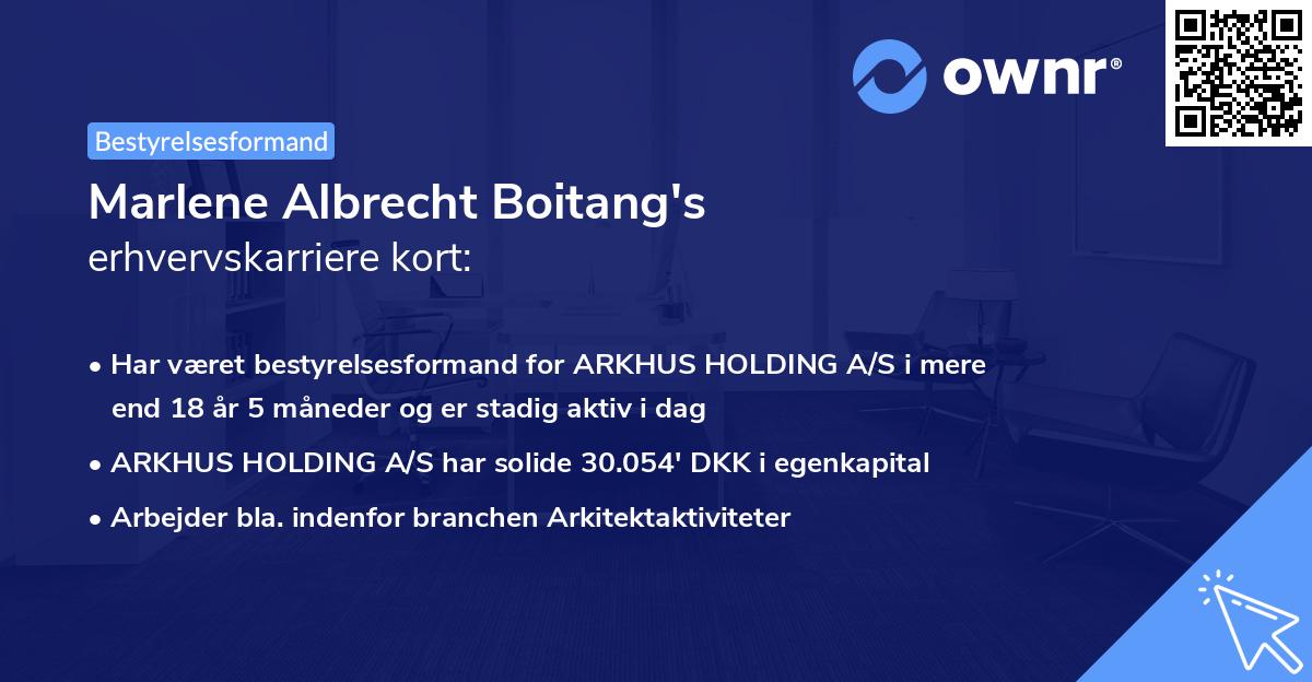 Marlene Albrecht Boitang's erhvervskarriere kort
