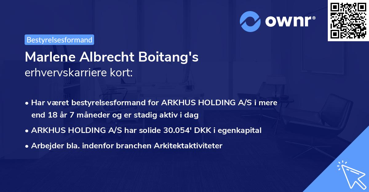 Marlene Albrecht Boitang's erhvervskarriere kort
