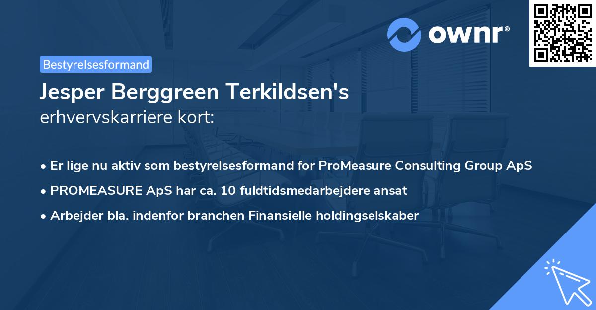 Jesper Berggreen Terkildsen's erhvervskarriere kort