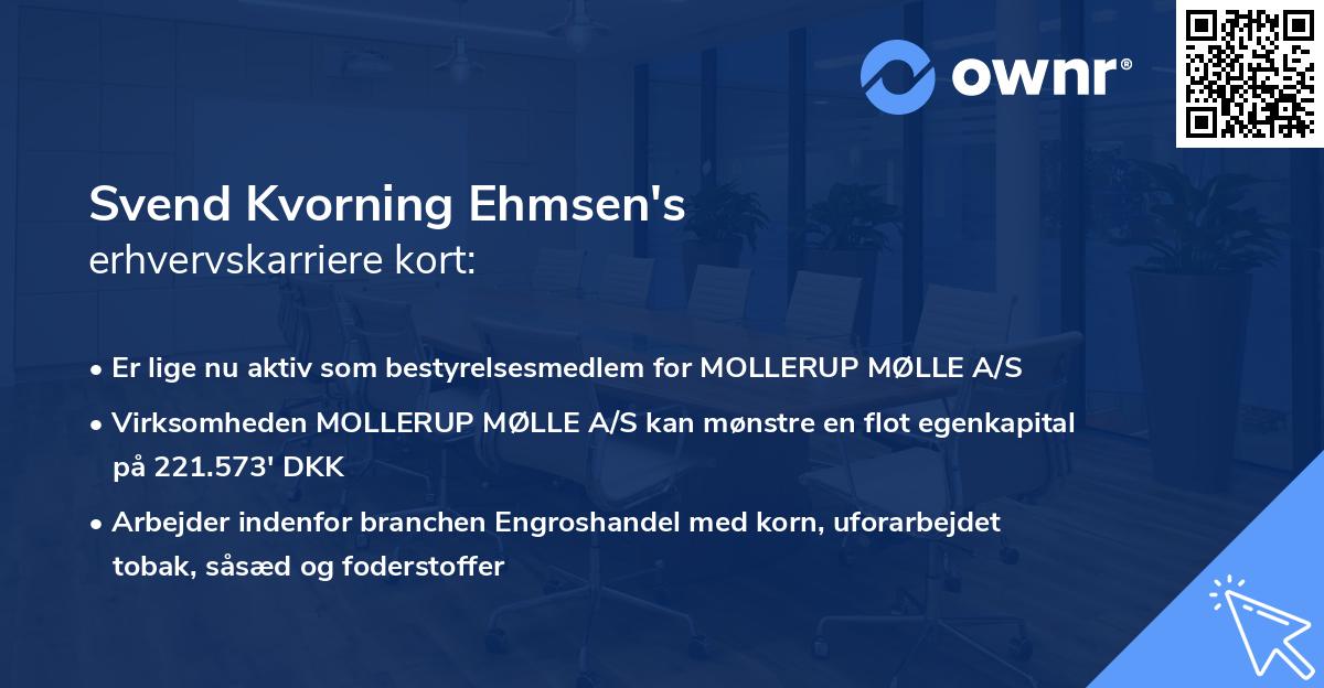 Svend Kvorning Ehmsen's erhvervskarriere kort