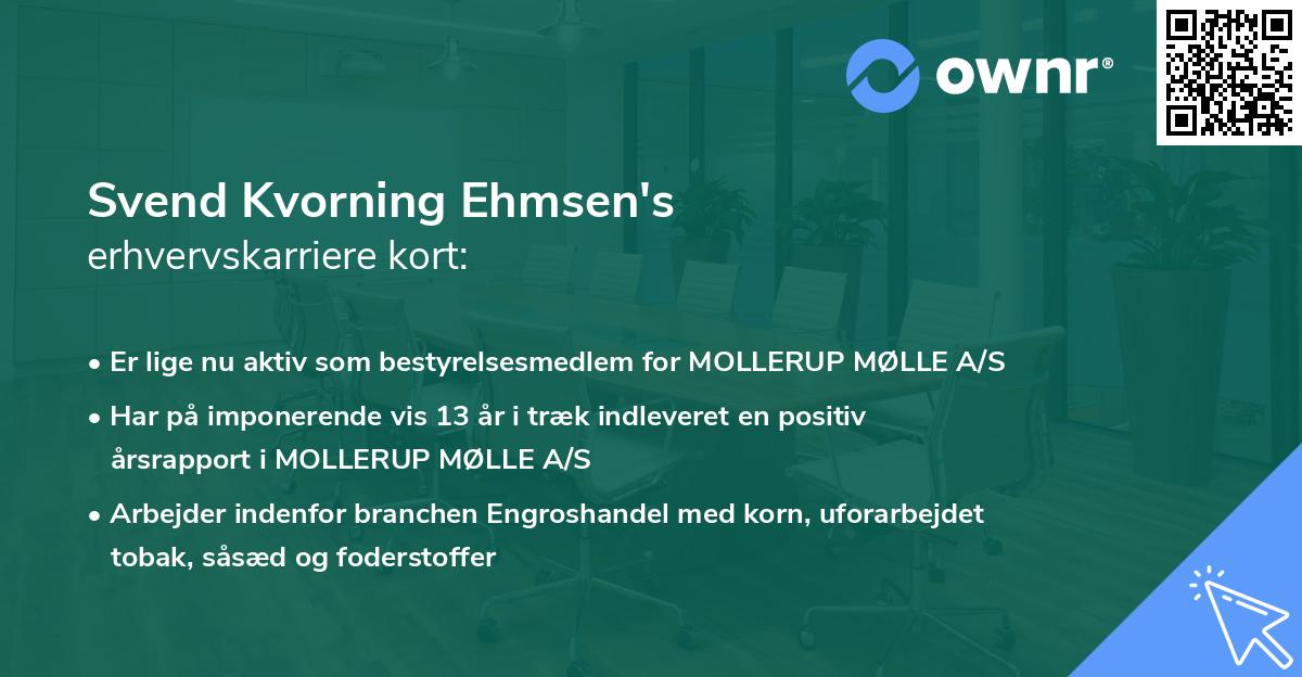 Svend Kvorning Ehmsen's erhvervskarriere kort