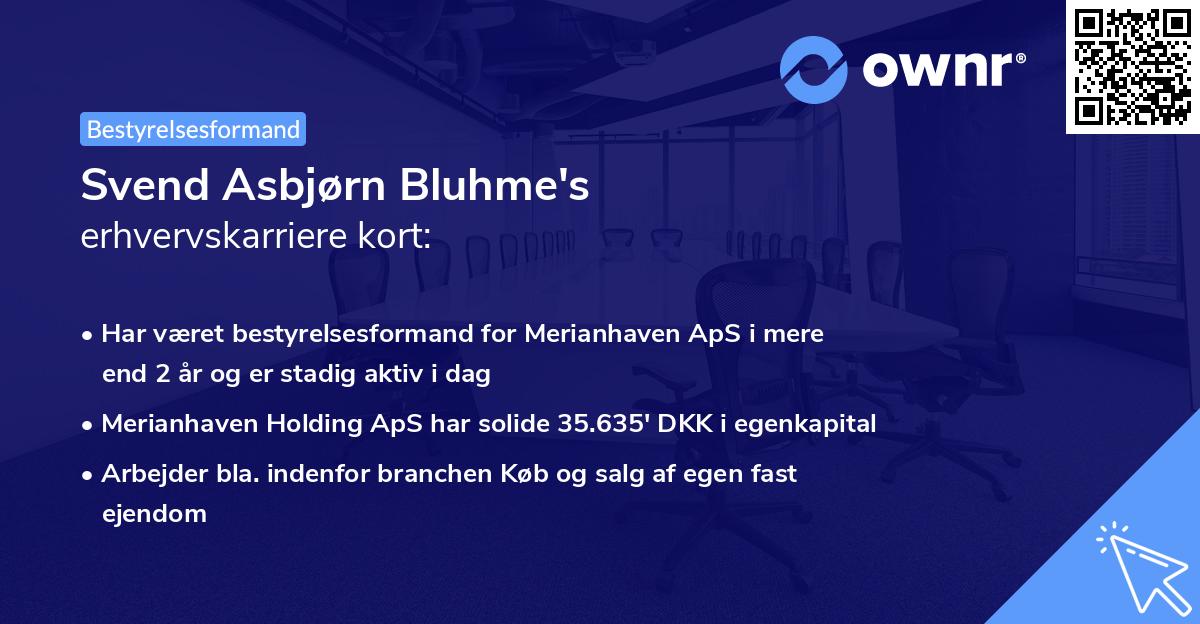 Svend Asbjørn Bluhme's erhvervskarriere kort