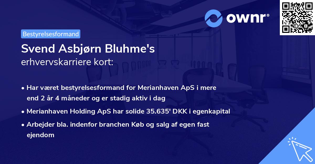 Svend Asbjørn Bluhme's erhvervskarriere kort