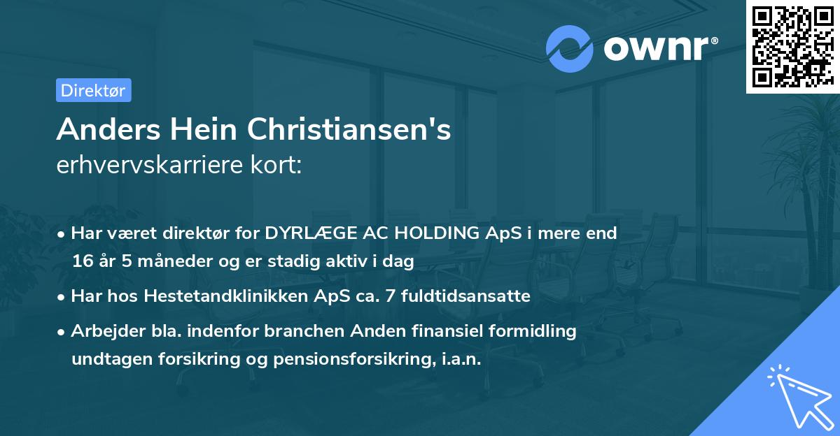 Anders Hein Christiansen's erhvervskarriere kort