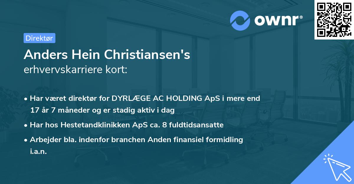 Anders Hein Christiansen's erhvervskarriere kort