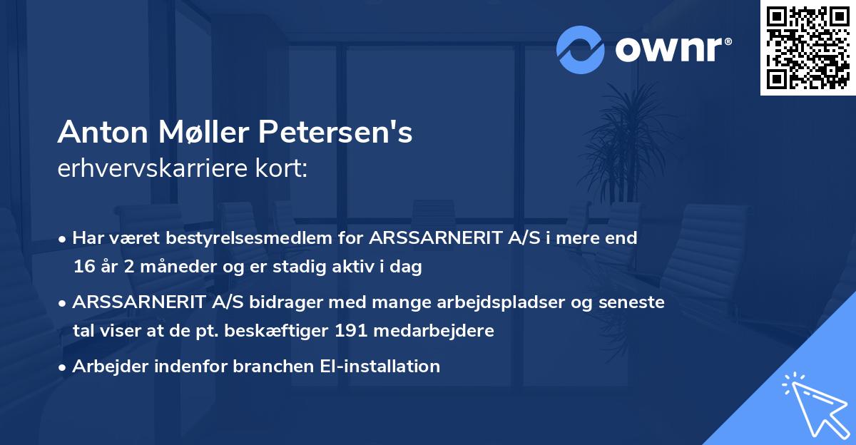 Anton Møller Petersen's erhvervskarriere kort