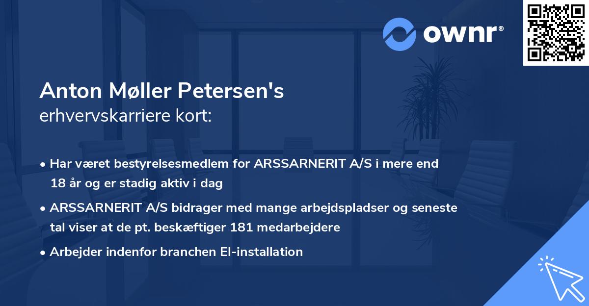 Anton Møller Petersen's erhvervskarriere kort