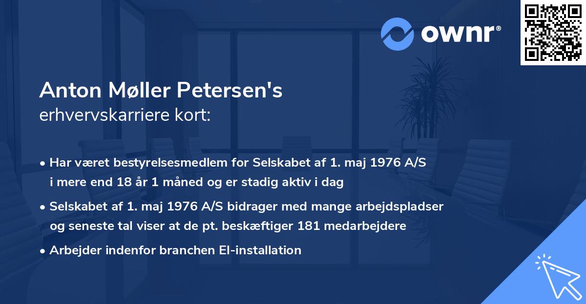 Anton Møller Petersen's erhvervskarriere kort