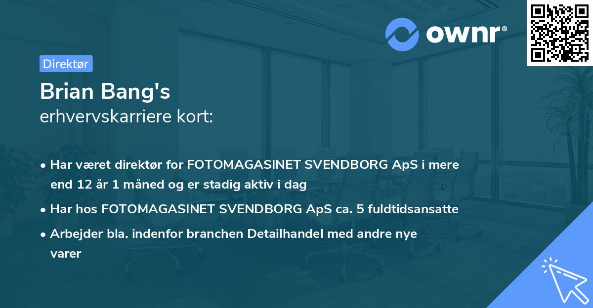 Brian Bang's erhvervskarriere kort