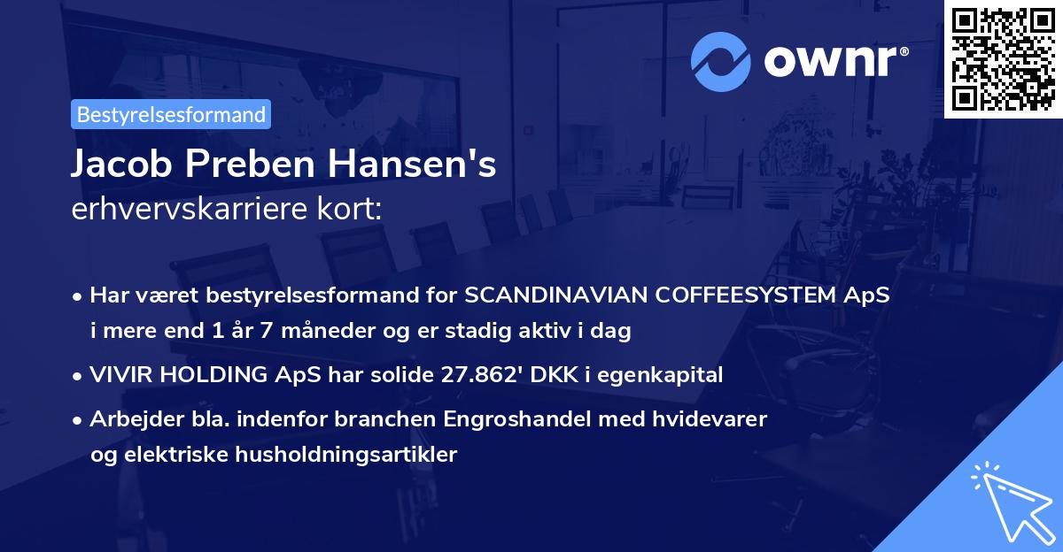 Jacob Preben Hansen's erhvervskarriere kort