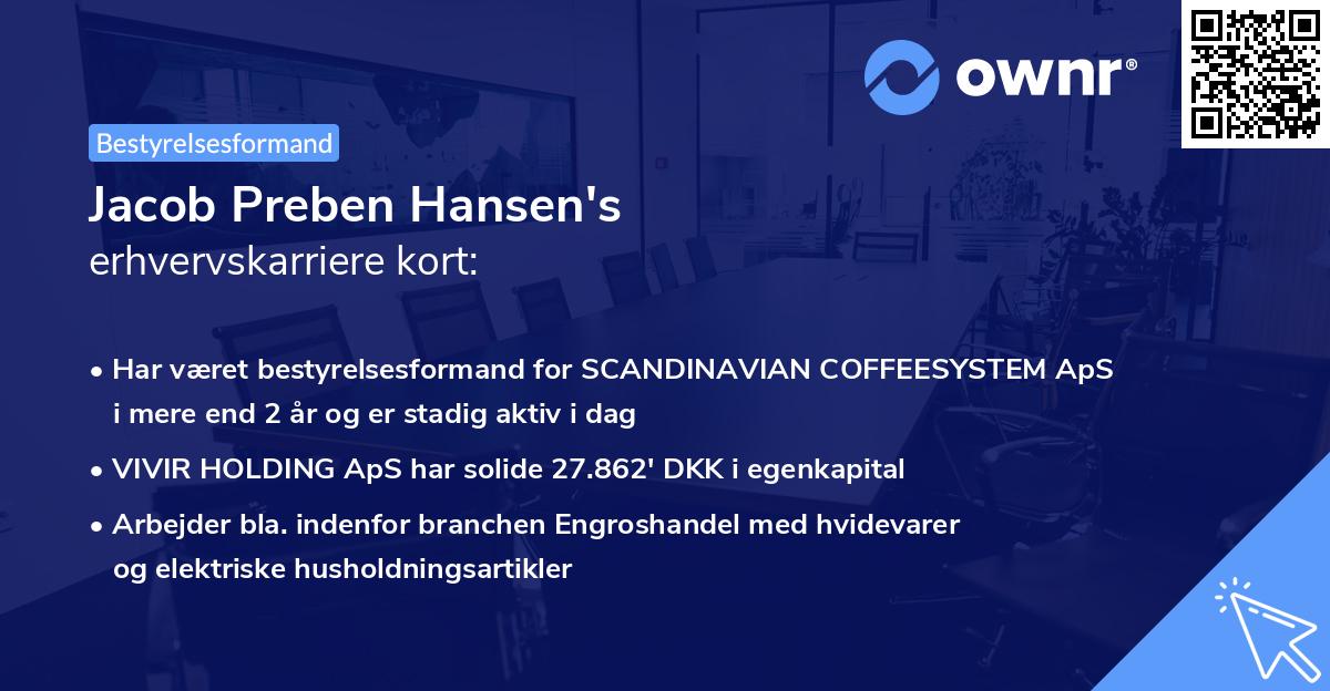 Jacob Preben Hansen's erhvervskarriere kort